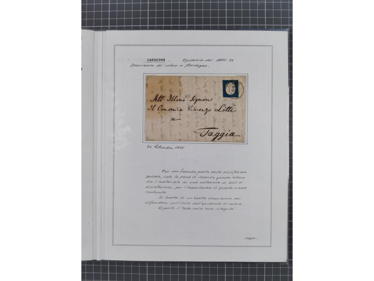 SARDINIEN: 1821/1903, 6 Briefe und Dokumente, dabei Briefbogen der Gesundheitsbehörde von Cagliari an den Provinzgouverneur v