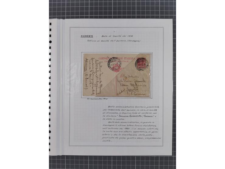 SARDINIEN: 1821/1903, 6 Briefe und Dokumente, dabei Briefbogen der Gesundheitsbehörde von Cagliari an den Provinzgouverneur v