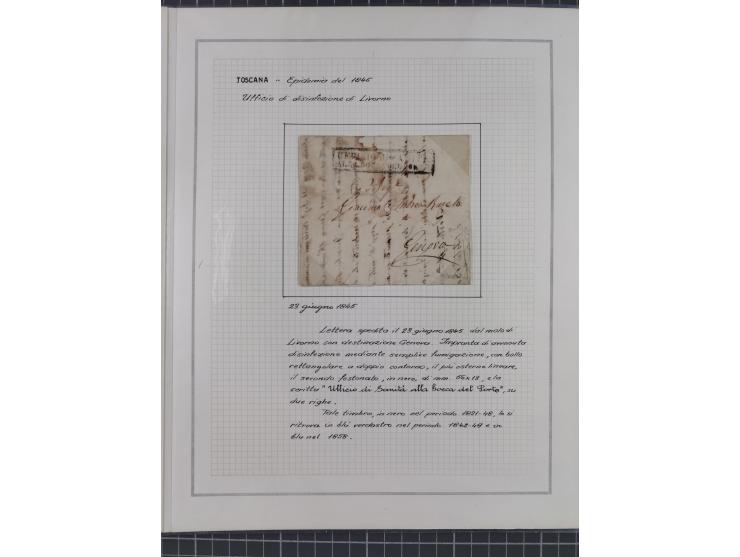 TOSKANA: 1803/1893, 17 Briefe und Dokumente aus dem 19. Jahrhundert inkl. Ra2 "LAZZERETTO SAN / ROCCO DI LIVORNO” der Quarant