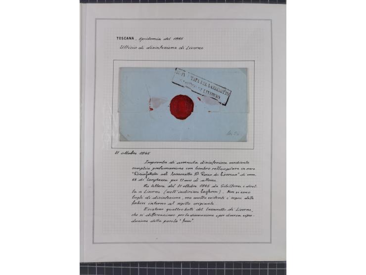 TOSKANA: 1803/1893, 17 Briefe und Dokumente aus dem 19. Jahrhundert inkl. Ra2 "LAZZERETTO SAN / ROCCO DI LIVORNO” der Quarant