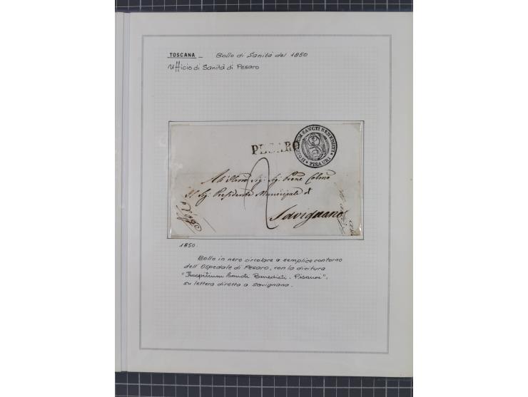 TOSKANA: 1803/1893, 17 Briefe und Dokumente aus dem 19. Jahrhundert inkl. Ra2 "LAZZERETTO SAN / ROCCO DI LIVORNO” der Quarant