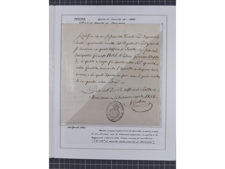 TOSKANA: 1803/1893, 17 Briefe und Dokumente aus dem 19. Jahrhundert inkl. Ra2 "LAZZERETTO SAN / ROCCO DI LIVORNO” der Quarant
