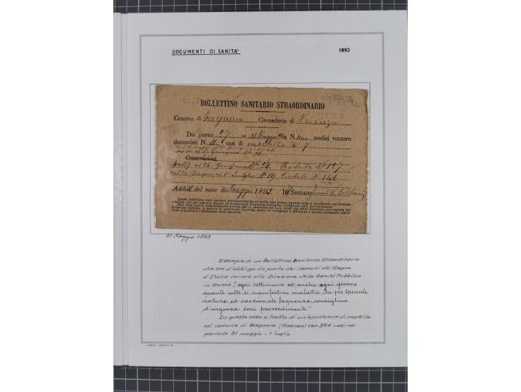 TOSKANA: 1803/1893, 17 Briefe und Dokumente aus dem 19. Jahrhundert inkl. Ra2 "LAZZERETTO SAN / ROCCO DI LIVORNO” der Quarant