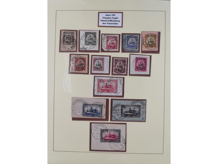 1897/19, in den Hauptnummern kpl. Sammlung auf Briefstücken mit zusätzlich Mi.-Nr. 1b und 1c (mehrfach signiert). Dazu franki