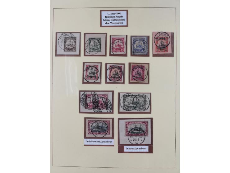1893/1908, gestempelte Sammlung auf Briefstücken mit kpl. Ausgaben und Farben, in den Hauptnummern über weite Strecken kpl. m