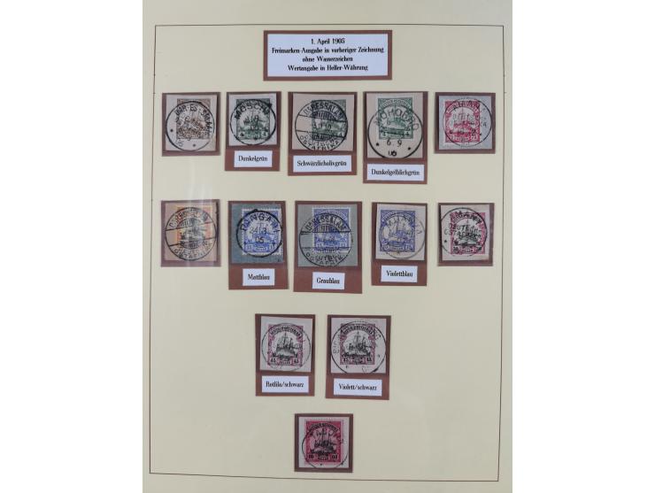 1893/1908, gestempelte Sammlung auf Briefstücken mit kpl. Ausgaben und Farben, in den Hauptnummern über weite Strecken kpl. m