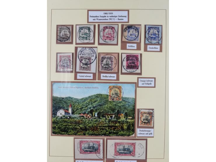 1893/1908, gestempelte Sammlung auf Briefstücken mit kpl. Ausgaben und Farben, in den Hauptnummern über weite Strecken kpl. m