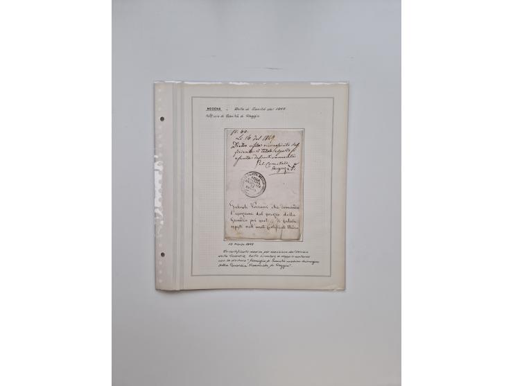 MODENA: 1691/1865, über 140 Briefe und Dokumente, viele mit seltenen Stempeln ab ca. 1806, dabei u.a. Expressbrief an den Bür
