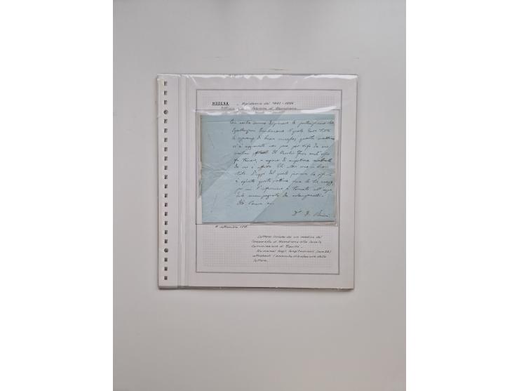 MODENA: 1691/1865, über 140 Briefe und Dokumente, viele mit seltenen Stempeln ab ca. 1806, dabei u.a. Expressbrief an den Bür
