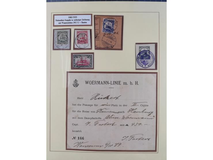1897/13, gestempelte Sammlung ab Mitläufer-Ausgaben mit vielen Briefstücken, über weite Strecken kpl. mit Farben u.a. Mi.-Nr.