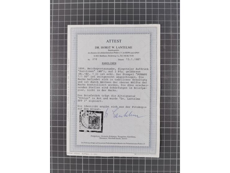 1899/1910, in den Hauptnummern kpl. Sammlung auf Briefstücken. Dabei Mi.-Nr. 1I (FA Dr. Lantelme BPP), Mi.-Nr. 5I (FA Bothe B