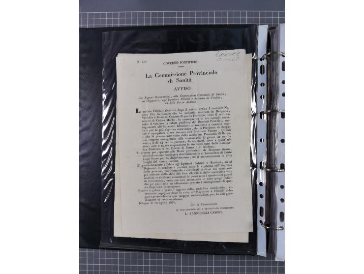 KIRCHENSTAAT: 1835/37, Sammlung von über 80 Dokumenten und Briefen zu den päpstlichen Sanitätszirkularen “Circolare di Sanità