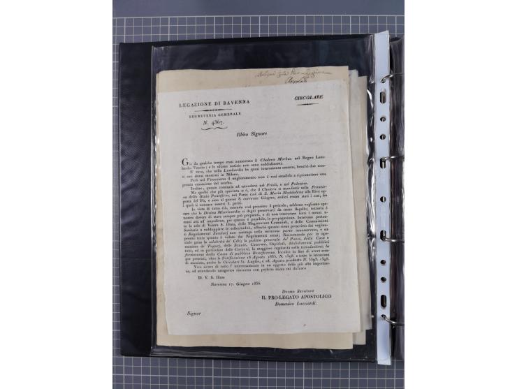 KIRCHENSTAAT: 1835/37, Sammlung von über 80 Dokumenten und Briefen zu den päpstlichen Sanitätszirkularen “Circolare di Sanità