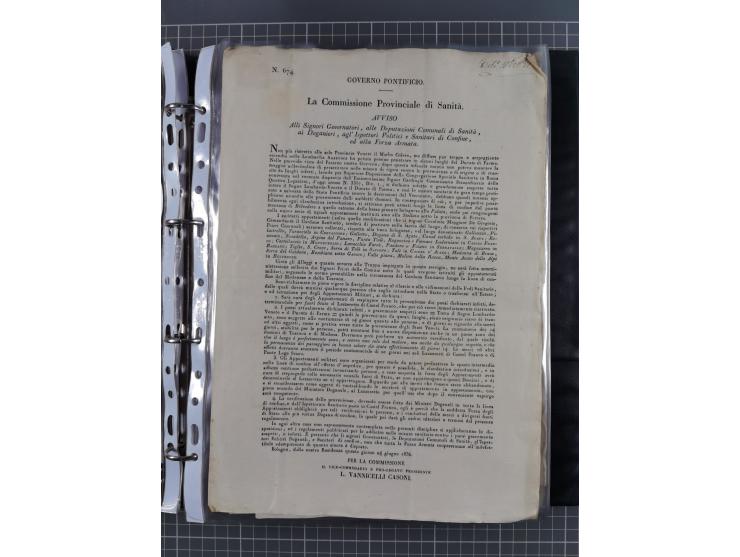 KIRCHENSTAAT: 1835/37, Sammlung von über 80 Dokumenten und Briefen zu den päpstlichen Sanitätszirkularen “Circolare di Sanità