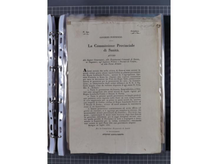 KIRCHENSTAAT: 1835/37, Sammlung von über 80 Dokumenten und Briefen zu den päpstlichen Sanitätszirkularen “Circolare di Sanità