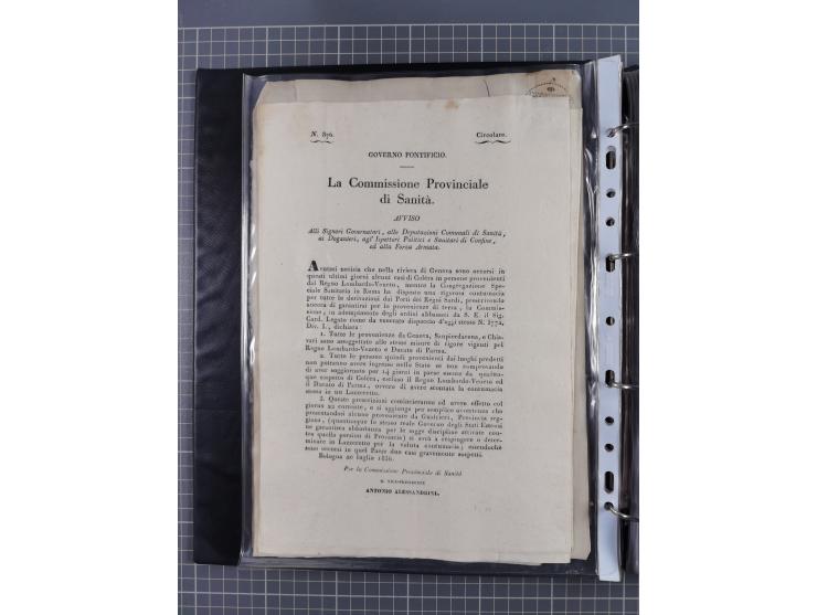 KIRCHENSTAAT: 1835/37, Sammlung von über 80 Dokumenten und Briefen zu den päpstlichen Sanitätszirkularen “Circolare di Sanità