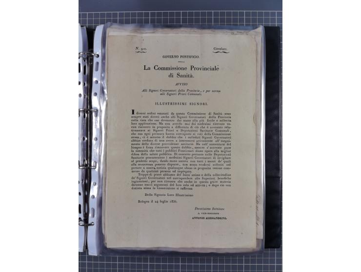 KIRCHENSTAAT: 1835/37, Sammlung von über 80 Dokumenten und Briefen zu den päpstlichen Sanitätszirkularen “Circolare di Sanità