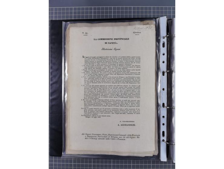 KIRCHENSTAAT: 1835/37, Sammlung von über 80 Dokumenten und Briefen zu den päpstlichen Sanitätszirkularen “Circolare di Sanità