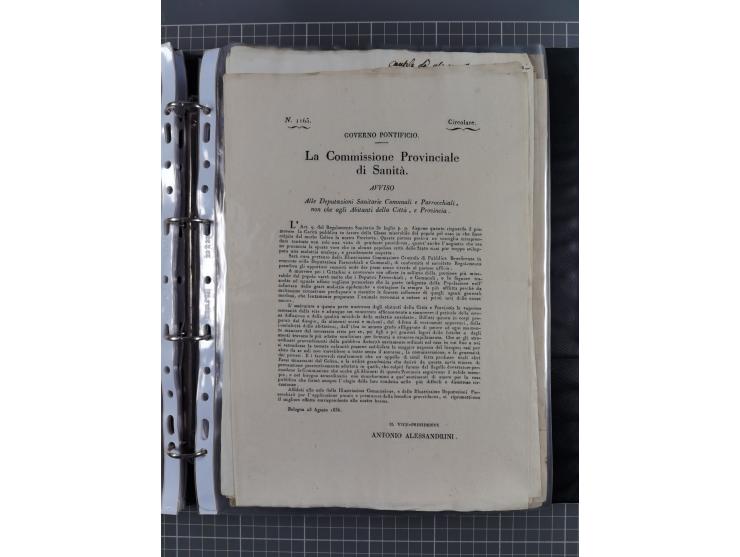 KIRCHENSTAAT: 1835/37, Sammlung von über 80 Dokumenten und Briefen zu den päpstlichen Sanitätszirkularen “Circolare di Sanità
