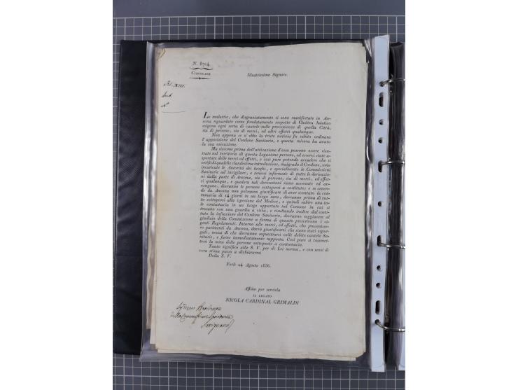 KIRCHENSTAAT: 1835/37, Sammlung von über 80 Dokumenten und Briefen zu den päpstlichen Sanitätszirkularen “Circolare di Sanità
