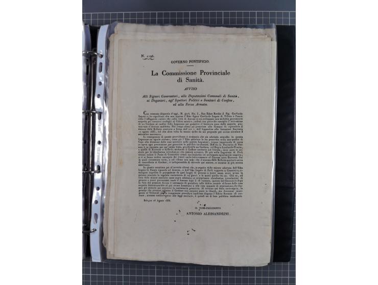 KIRCHENSTAAT: 1835/37, Sammlung von über 80 Dokumenten und Briefen zu den päpstlichen Sanitätszirkularen “Circolare di Sanità
