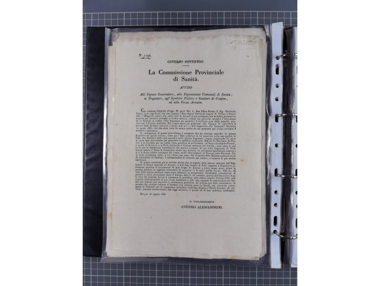 KIRCHENSTAAT: 1835/37, Sammlung von über 80 Dokumenten und Briefen zu den päpstlichen Sanitätszirkularen “Circolare di Sanità