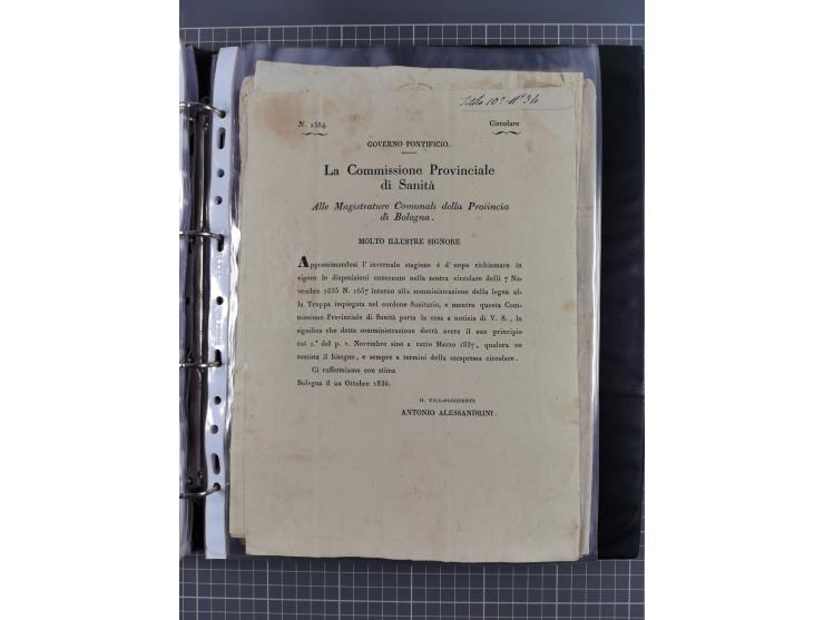 KIRCHENSTAAT: 1835/37, Sammlung von über 80 Dokumenten und Briefen zu den päpstlichen Sanitätszirkularen “Circolare di Sanità