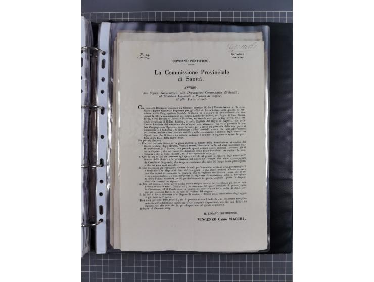 KIRCHENSTAAT: 1835/37, Sammlung von über 80 Dokumenten und Briefen zu den päpstlichen Sanitätszirkularen “Circolare di Sanità