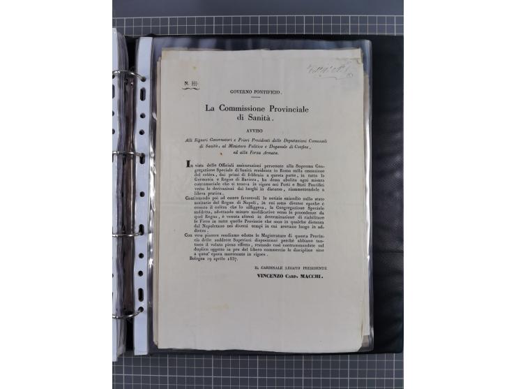 KIRCHENSTAAT: 1835/37, Sammlung von über 80 Dokumenten und Briefen zu den päpstlichen Sanitätszirkularen “Circolare di Sanità