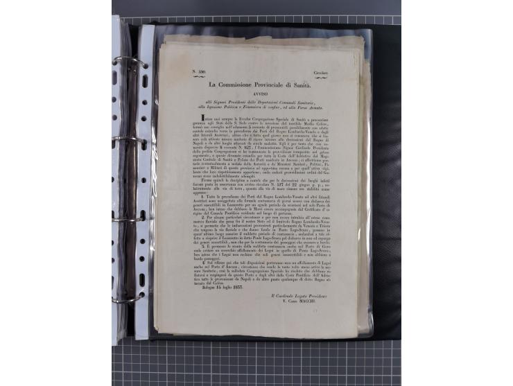 KIRCHENSTAAT: 1835/37, Sammlung von über 80 Dokumenten und Briefen zu den päpstlichen Sanitätszirkularen “Circolare di Sanità