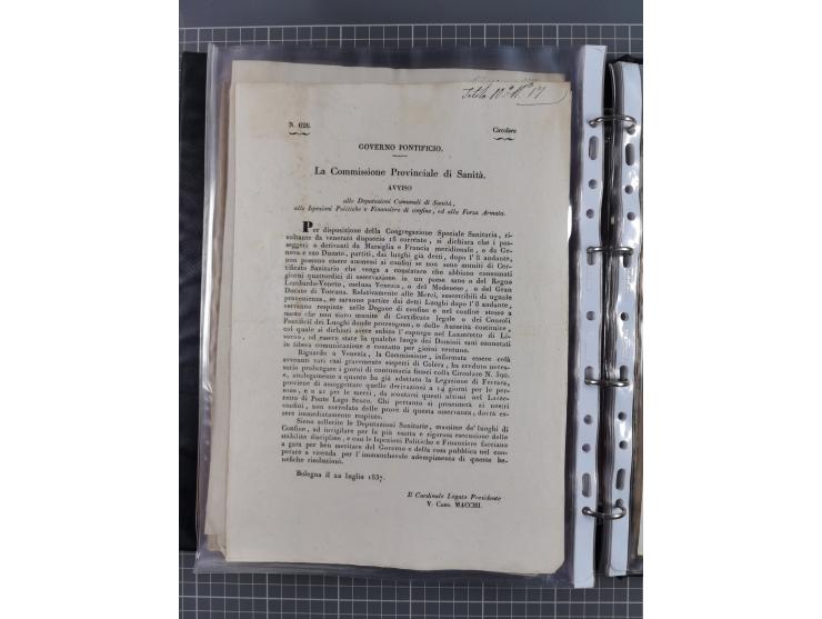 KIRCHENSTAAT: 1835/37, Sammlung von über 80 Dokumenten und Briefen zu den päpstlichen Sanitätszirkularen “Circolare di Sanità