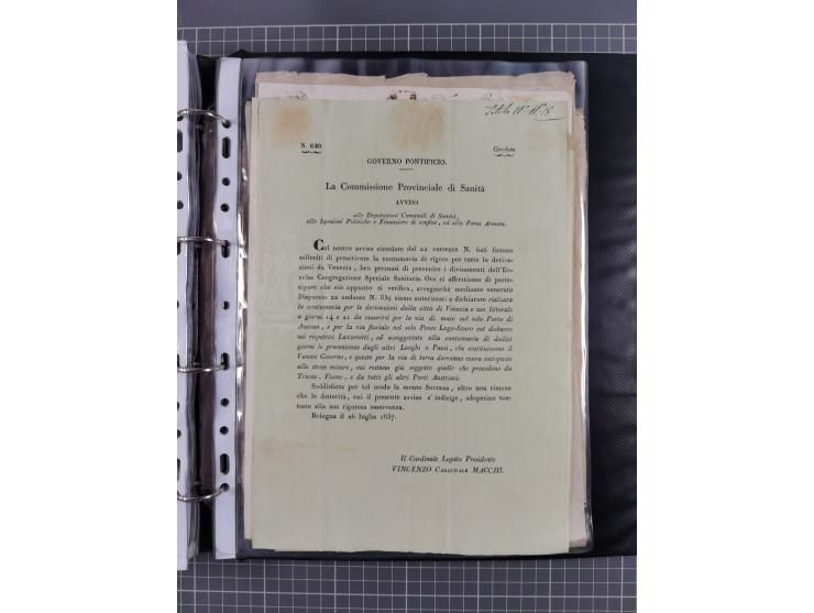 KIRCHENSTAAT: 1835/37, Sammlung von über 80 Dokumenten und Briefen zu den päpstlichen Sanitätszirkularen “Circolare di Sanità