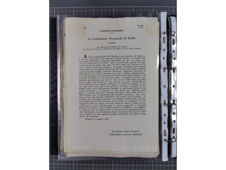 KIRCHENSTAAT: 1835/37, Sammlung von über 80 Dokumenten und Briefen zu den päpstlichen Sanitätszirkularen “Circolare di Sanità