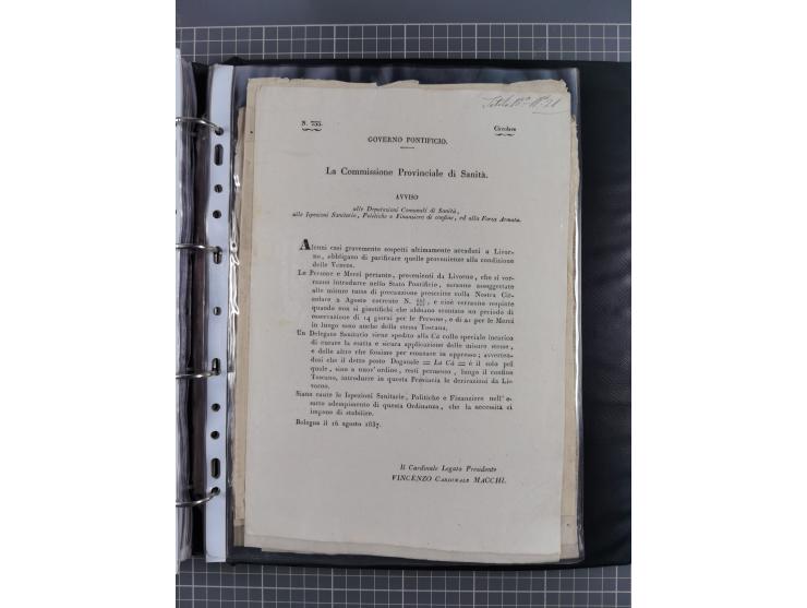 KIRCHENSTAAT: 1835/37, Sammlung von über 80 Dokumenten und Briefen zu den päpstlichen Sanitätszirkularen “Circolare di Sanità