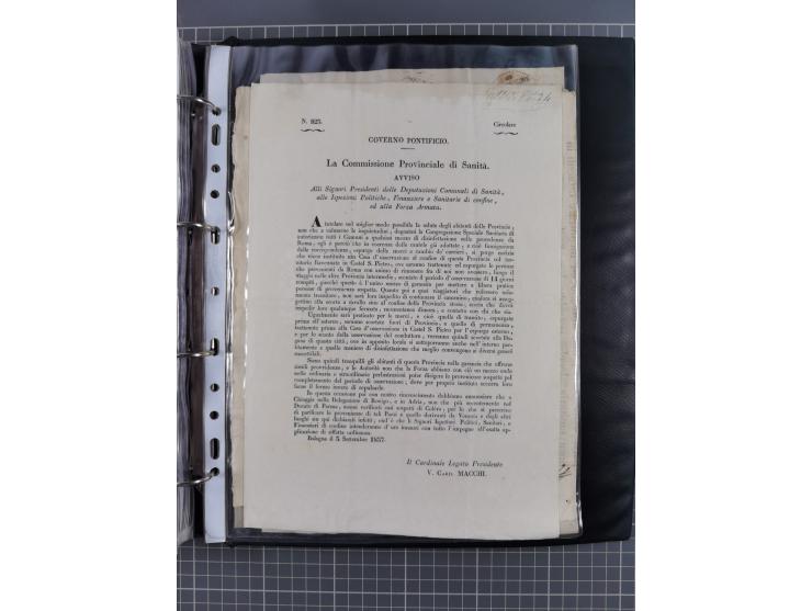 KIRCHENSTAAT: 1835/37, Sammlung von über 80 Dokumenten und Briefen zu den päpstlichen Sanitätszirkularen “Circolare di Sanità