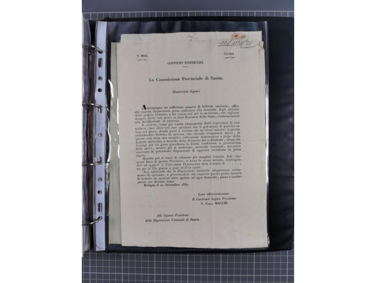 KIRCHENSTAAT: 1835/37, Sammlung von über 80 Dokumenten und Briefen zu den päpstlichen Sanitätszirkularen “Circolare di Sanità