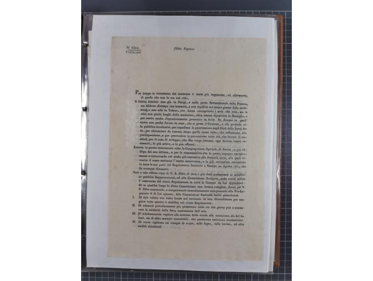 KIRCHENSTAAT: 1835/37, Sammlung von über 80 Dokumenten und Briefen zu den päpstlichen Sanitätszirkularen “Circolare di Sanità