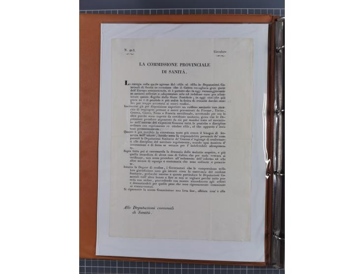 KIRCHENSTAAT: 1835/37, Sammlung von über 80 Dokumenten und Briefen zu den päpstlichen Sanitätszirkularen “Circolare di Sanità