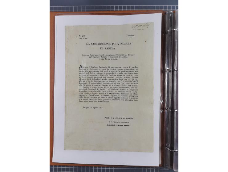 KIRCHENSTAAT: 1835/37, Sammlung von über 80 Dokumenten und Briefen zu den päpstlichen Sanitätszirkularen “Circolare di Sanità