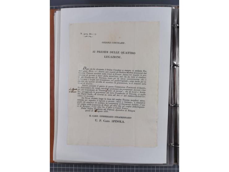 KIRCHENSTAAT: 1835/37, Sammlung von über 80 Dokumenten und Briefen zu den päpstlichen Sanitätszirkularen “Circolare di Sanità