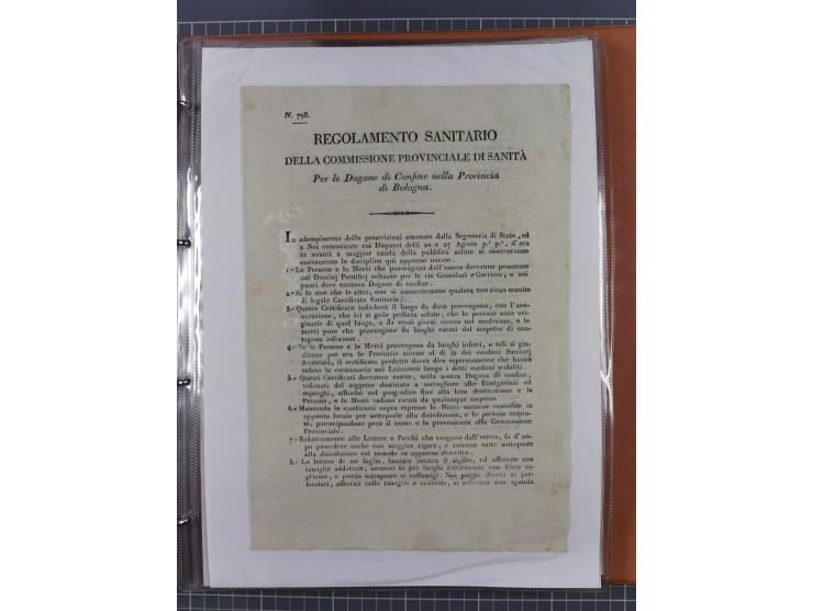 KIRCHENSTAAT: 1835/37, Sammlung von über 80 Dokumenten und Briefen zu den päpstlichen Sanitätszirkularen “Circolare di Sanità