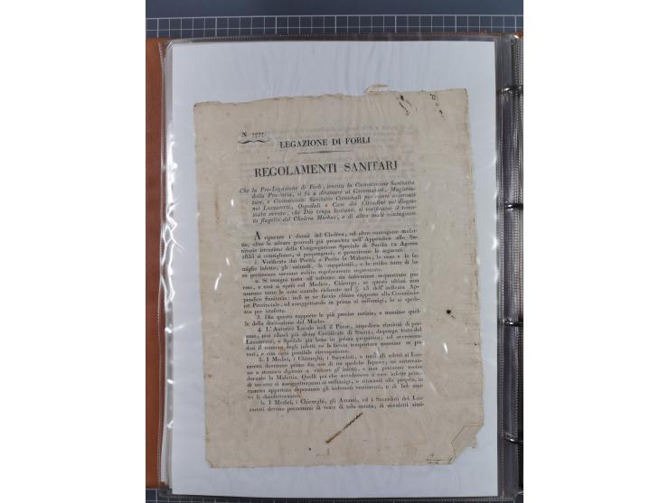 KIRCHENSTAAT: 1835/37, Sammlung von über 80 Dokumenten und Briefen zu den päpstlichen Sanitätszirkularen “Circolare di Sanità