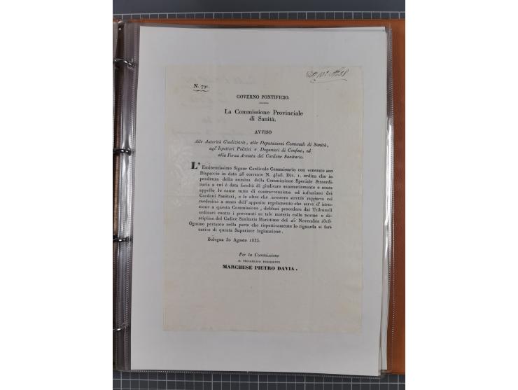 KIRCHENSTAAT: 1835/37, Sammlung von über 80 Dokumenten und Briefen zu den päpstlichen Sanitätszirkularen “Circolare di Sanità