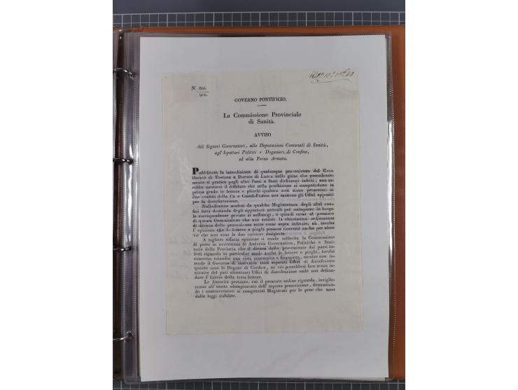 KIRCHENSTAAT: 1835/37, Sammlung von über 80 Dokumenten und Briefen zu den päpstlichen Sanitätszirkularen “Circolare di Sanità