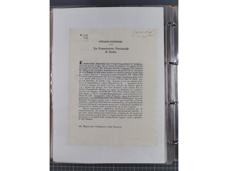 KIRCHENSTAAT: 1835/37, Sammlung von über 80 Dokumenten und Briefen zu den päpstlichen Sanitätszirkularen “Circolare di Sanità