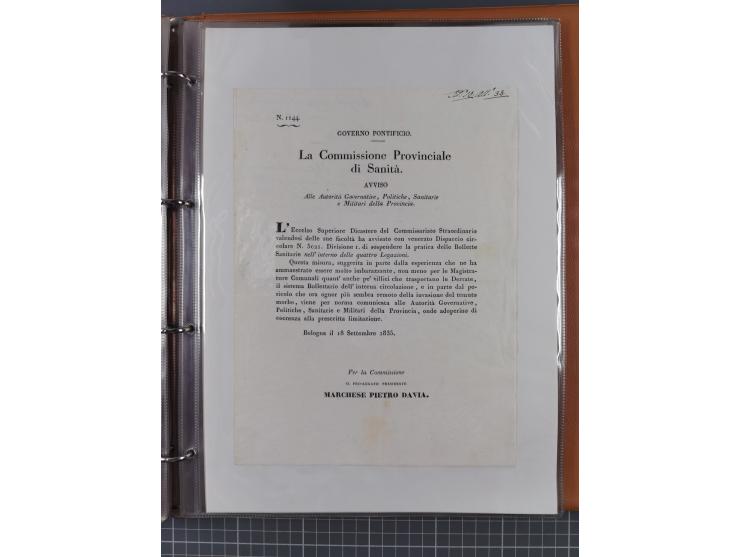 KIRCHENSTAAT: 1835/37, Sammlung von über 80 Dokumenten und Briefen zu den päpstlichen Sanitätszirkularen “Circolare di Sanità