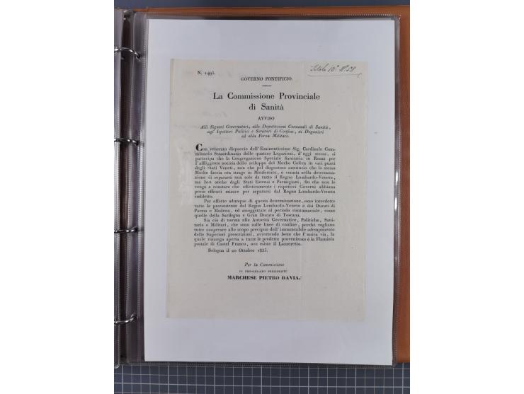 KIRCHENSTAAT: 1835/37, Sammlung von über 80 Dokumenten und Briefen zu den päpstlichen Sanitätszirkularen “Circolare di Sanità