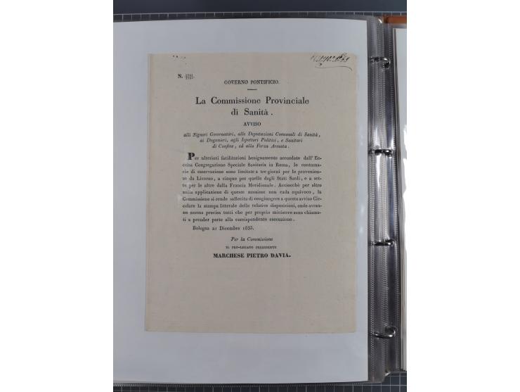 KIRCHENSTAAT: 1835/37, Sammlung von über 80 Dokumenten und Briefen zu den päpstlichen Sanitätszirkularen “Circolare di Sanità