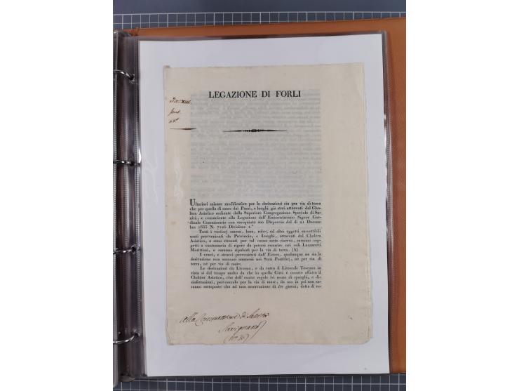 KIRCHENSTAAT: 1835/37, Sammlung von über 80 Dokumenten und Briefen zu den päpstlichen Sanitätszirkularen “Circolare di Sanità