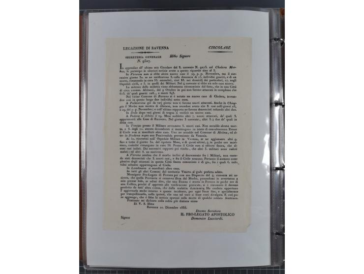 KIRCHENSTAAT: 1835/37, Sammlung von über 80 Dokumenten und Briefen zu den päpstlichen Sanitätszirkularen “Circolare di Sanità